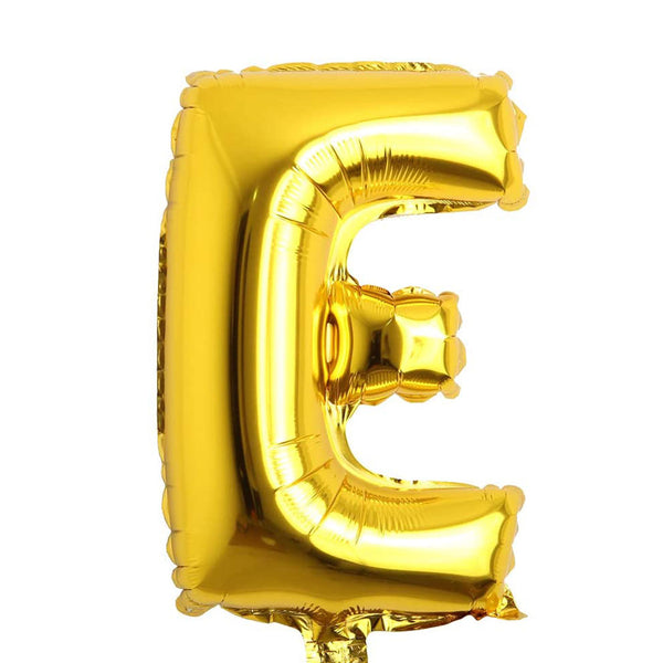 Globo Letra E metalizada dorada de 16" (40 cm)
