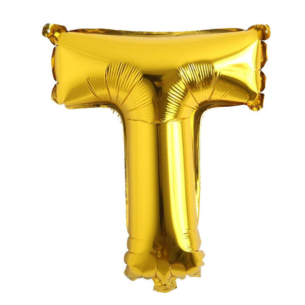 Globo Letra metalizada T dorada de 16" (40 cm)