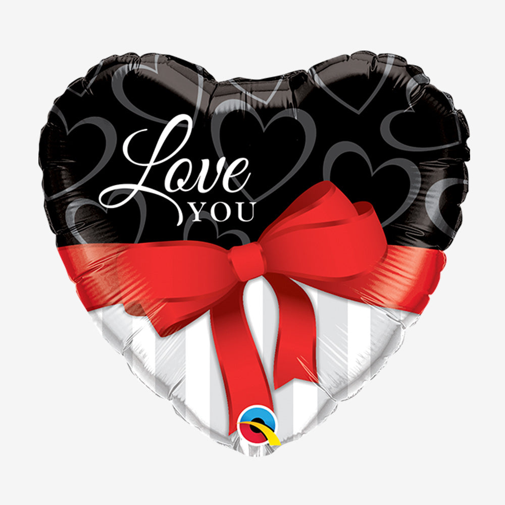 Globo metalizado corazón love lazo rojo 18" Qualatex