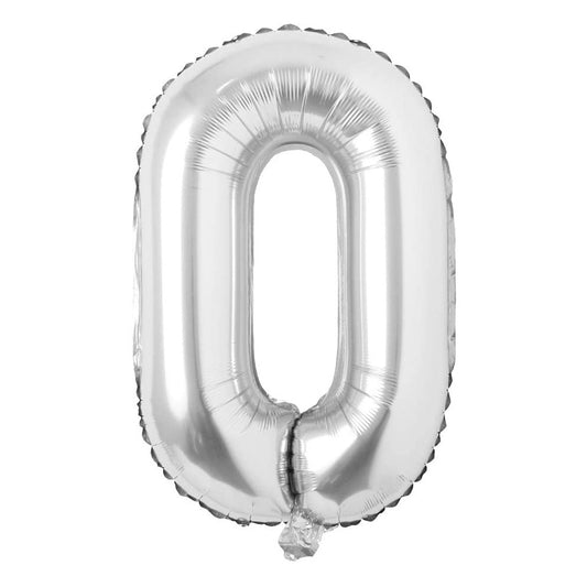 Número 0 metalizado plateado de 18" (45 cm)