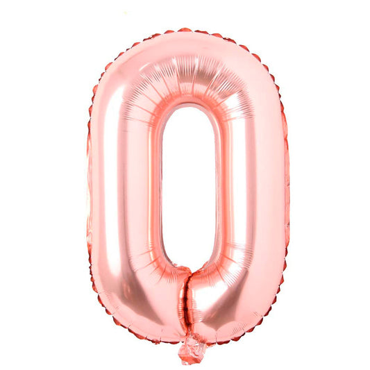 Número 0 metalizado oro rosa de 32" (80 cm)