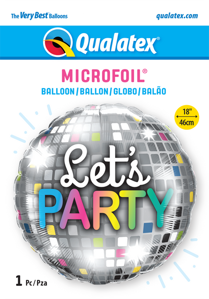 Globo metalizado redondo let's party bola disco 18" Qualatex