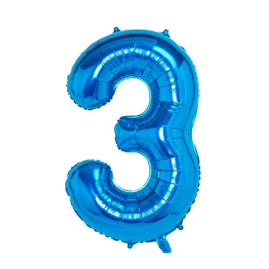 Número 3 Metalizado Azul de 18" (45 cm)