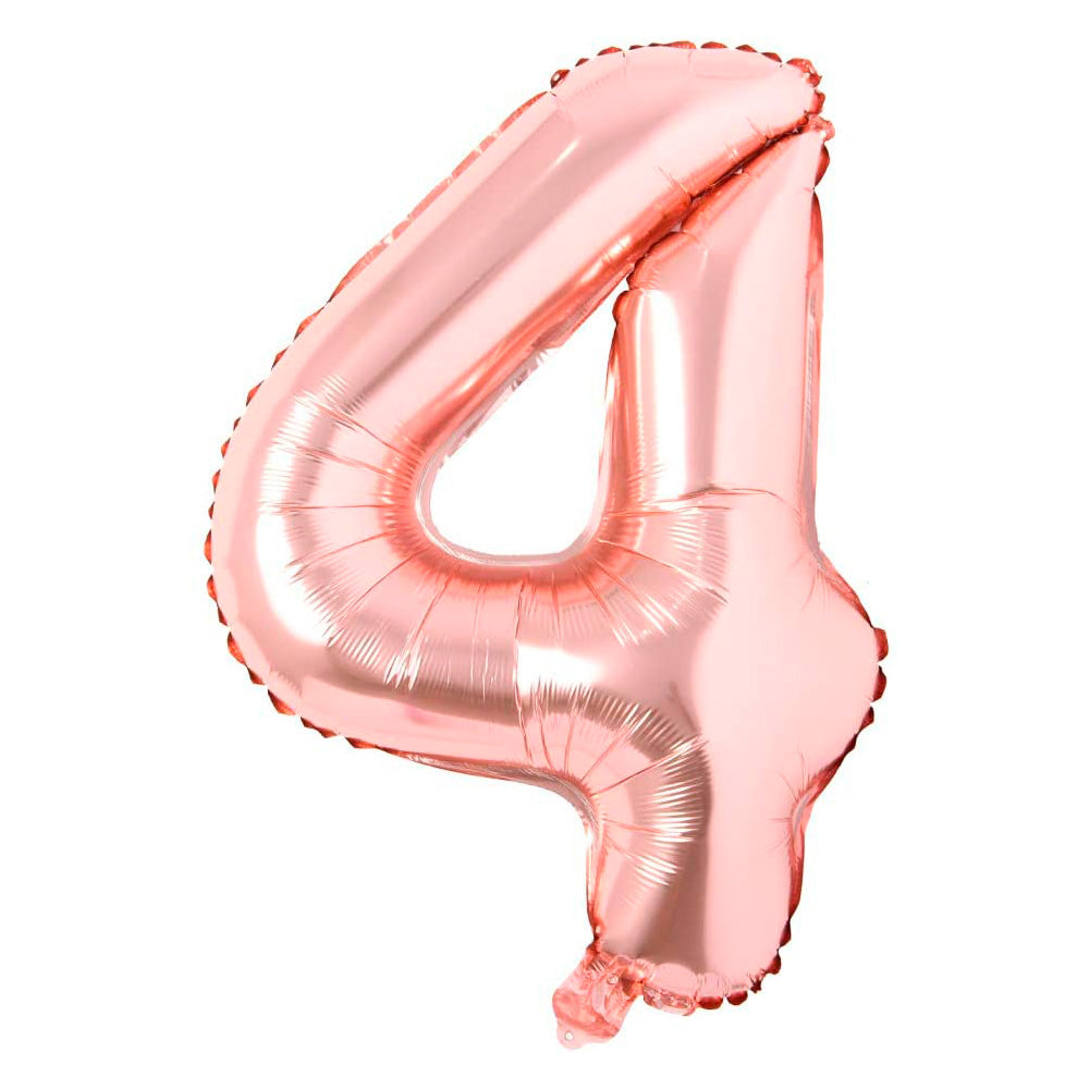 Número 4 metalizado oro rosa de 32" (80 cm)