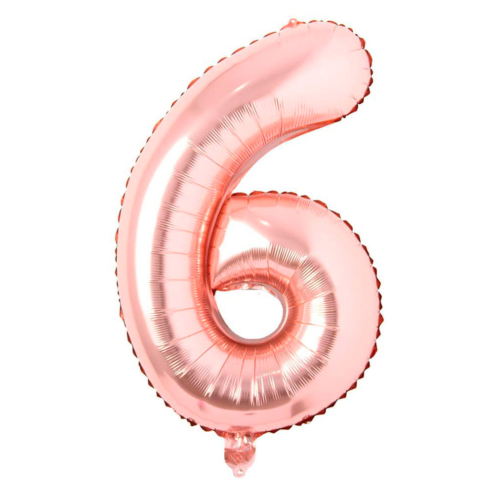 Número 6 metalizado oro rosa de 32" (80 cm)
