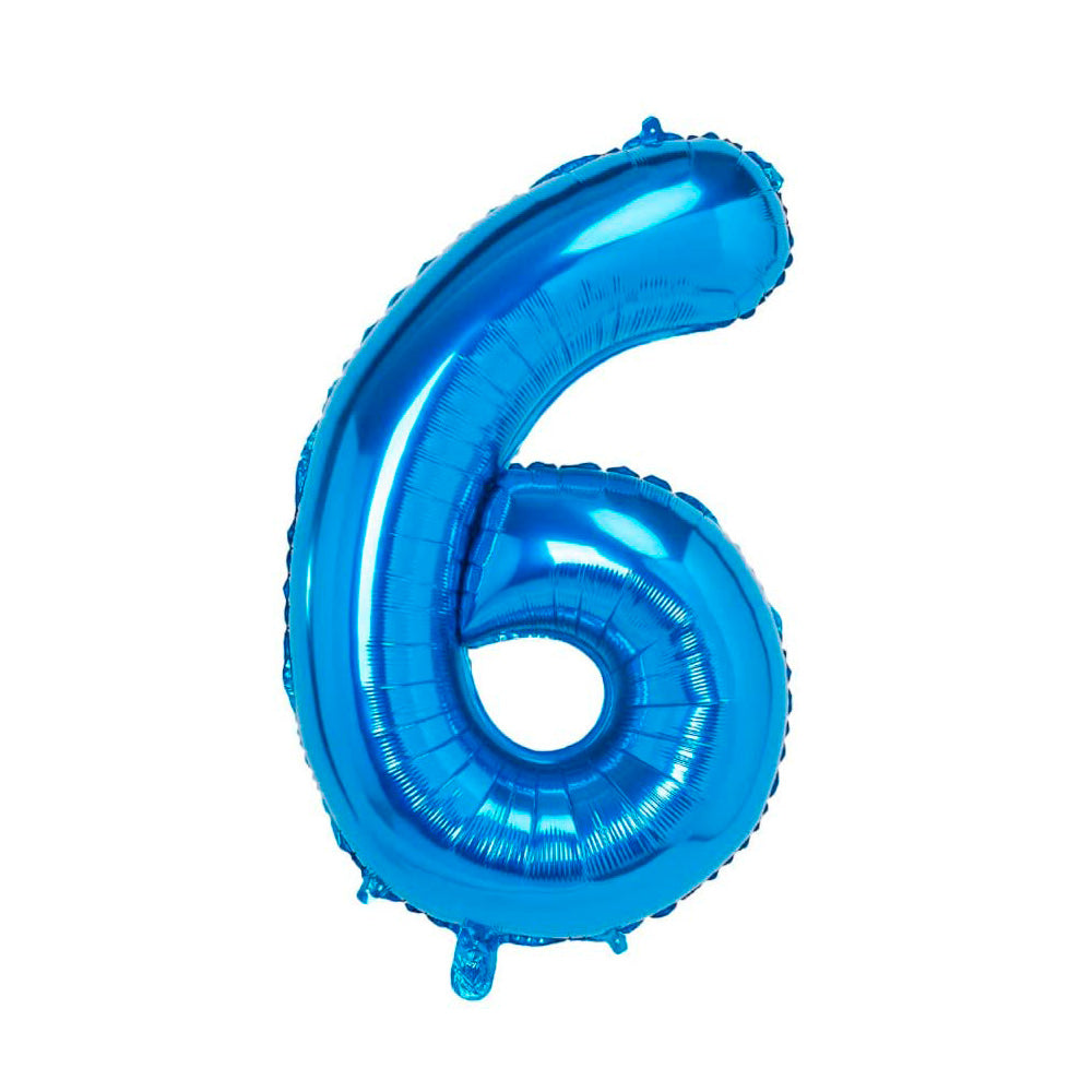 Número 6 Metalizado Azul de 32" (80 cm)