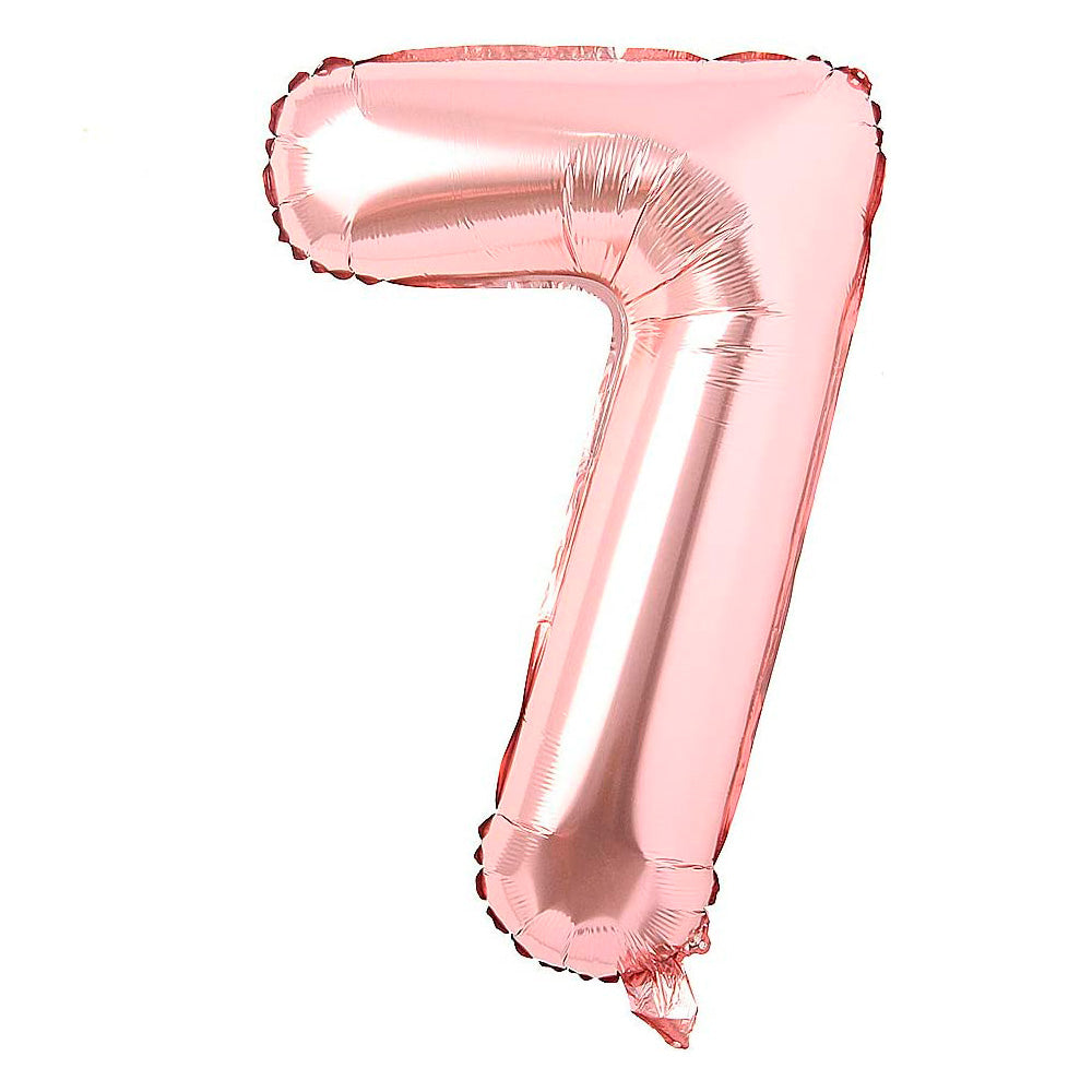 Número 7 metalizado oro rosa de 32" (80 cm)