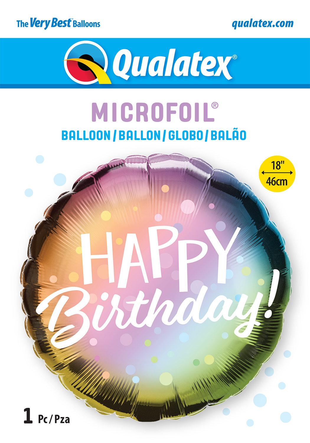 Globo metalizado redondo ombre puntos 18" Qualatex