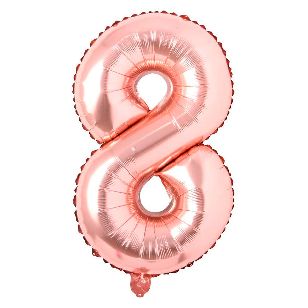 Número 8 metalizado oro rosa de 32" (80 cm)