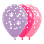 Globo Impreso Infinity Fashion Lila, Rosado Huellitas Mascotas R12 x50 unidades Sempertex anm