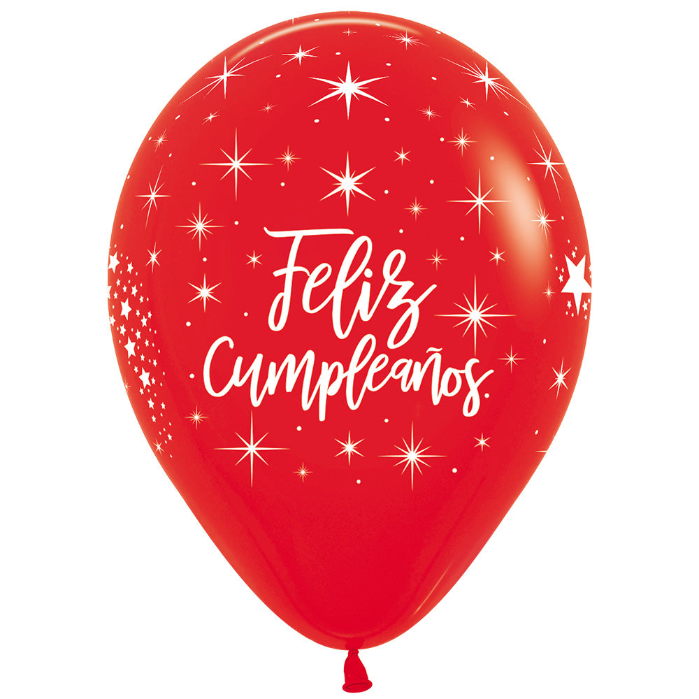 Globo Impreso Infinity Fashion Rojo Feliz Cumpleaños Radiante R12 x50 unidades Sempertex