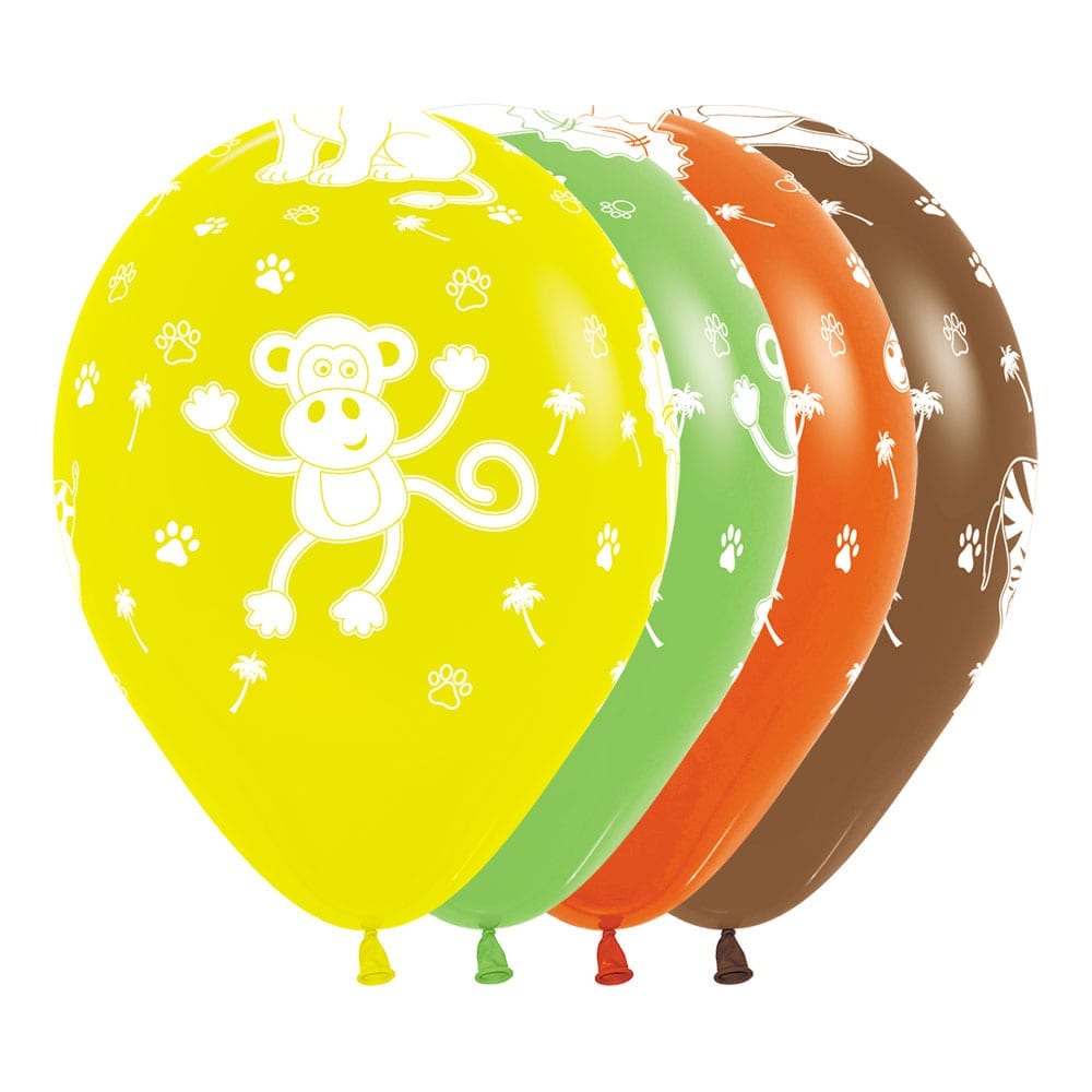 Globo Impreso Infinity Surtido Animales de la Selva R12 x4 unidades Sempertex anm