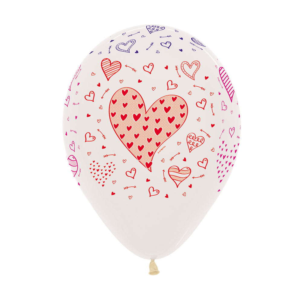 Globo Impreso Infinity Transparente Corazones y Flechas R12 x50 unidades Sempertex