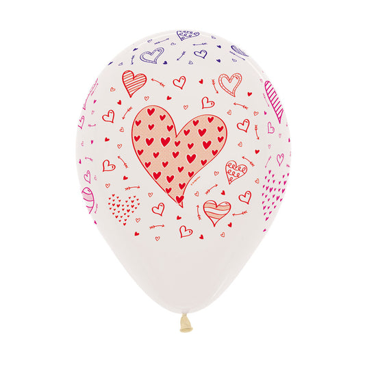 Globo Impreso Infinity Transparente Corazones y Flechas R12 por unidad Sempertex