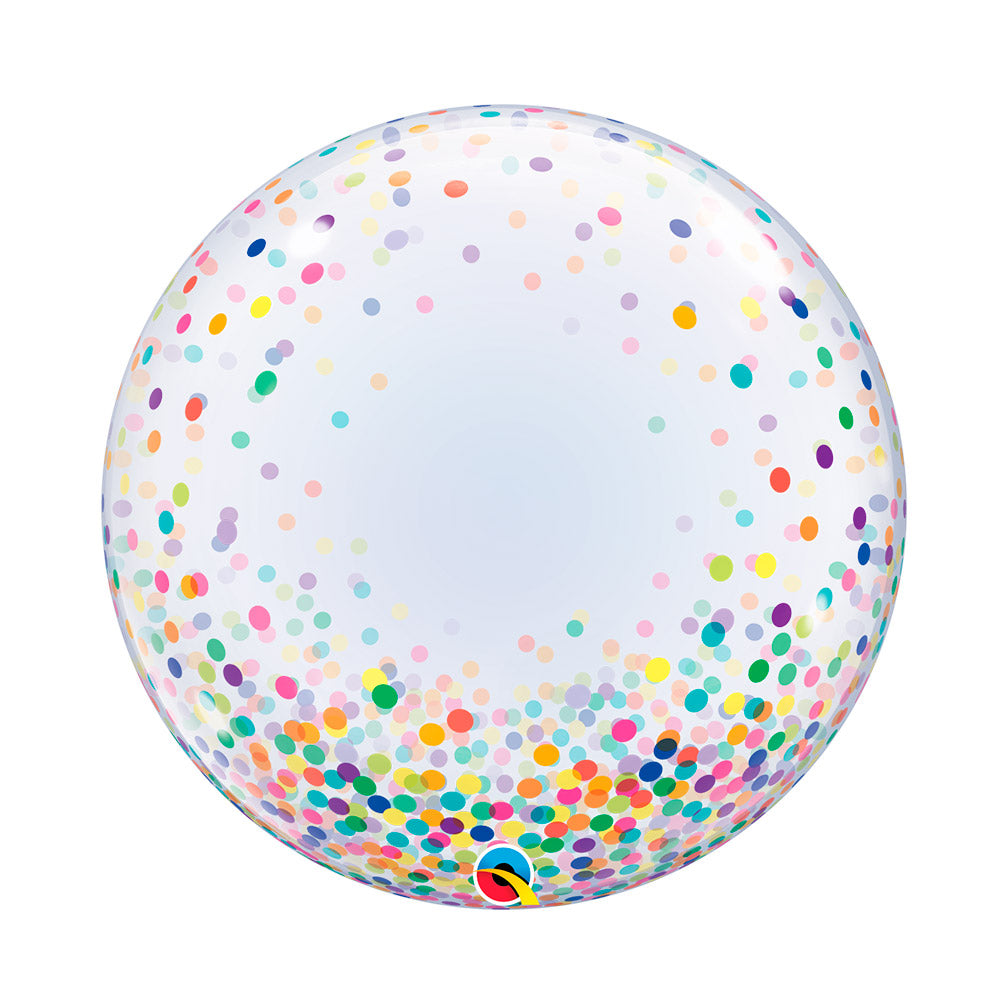 Globo burbuja transparente confetti multicolor 24" (60 cm) Qualatex