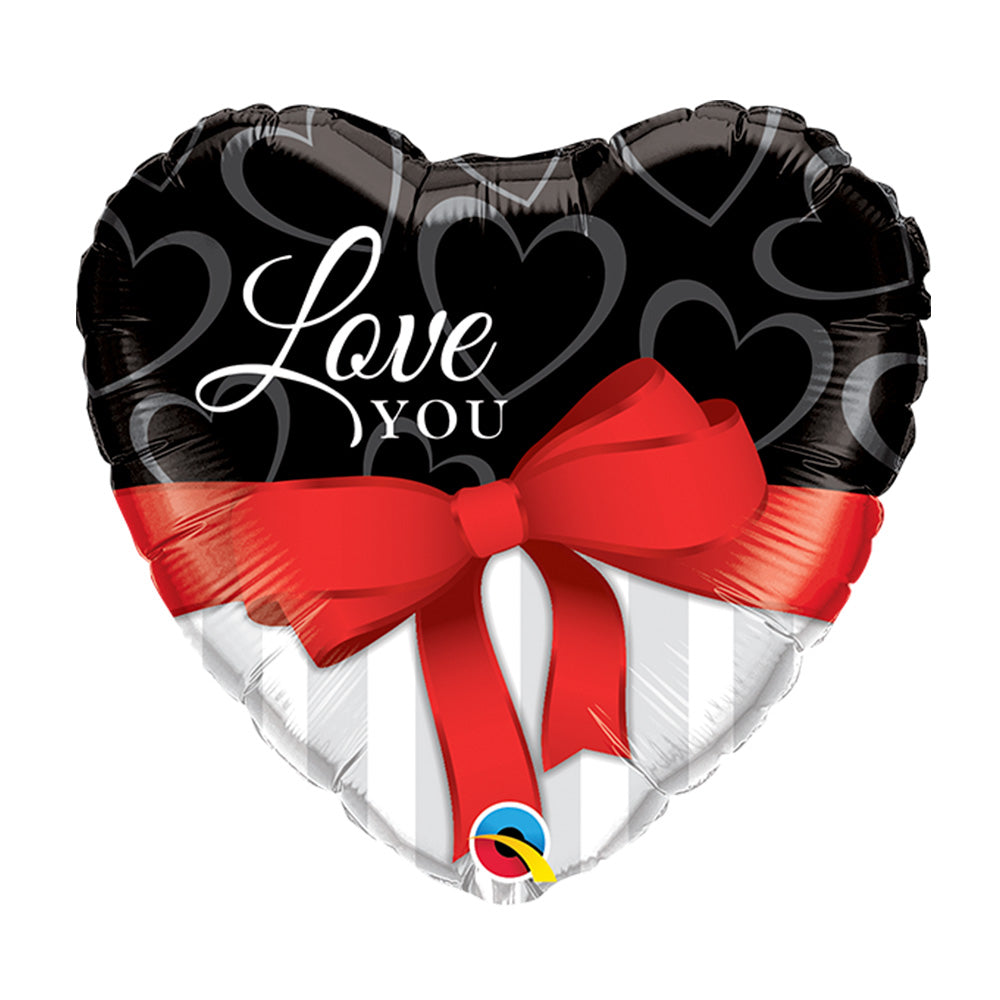 Globo metalizado corazón love lazo rojo 18" Qualatex