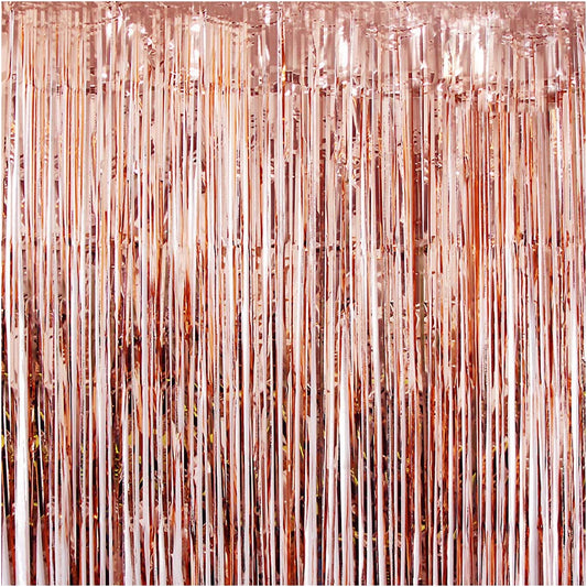 Cortina metalizada oro rosa de 1x1.9 metros