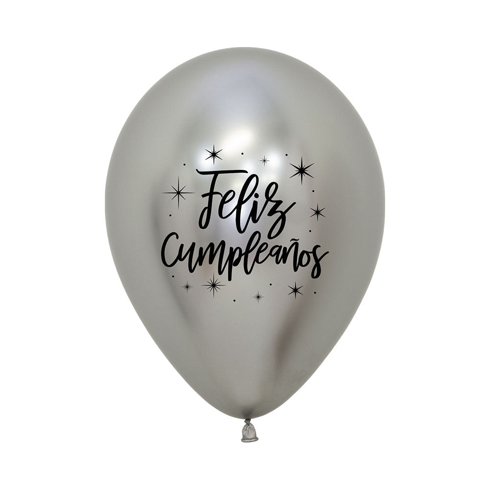 Globo Impreso 2 Caras Reflex Deluxe Feliz Cumpleaños Radiante R12 x50 unidades Sempertex