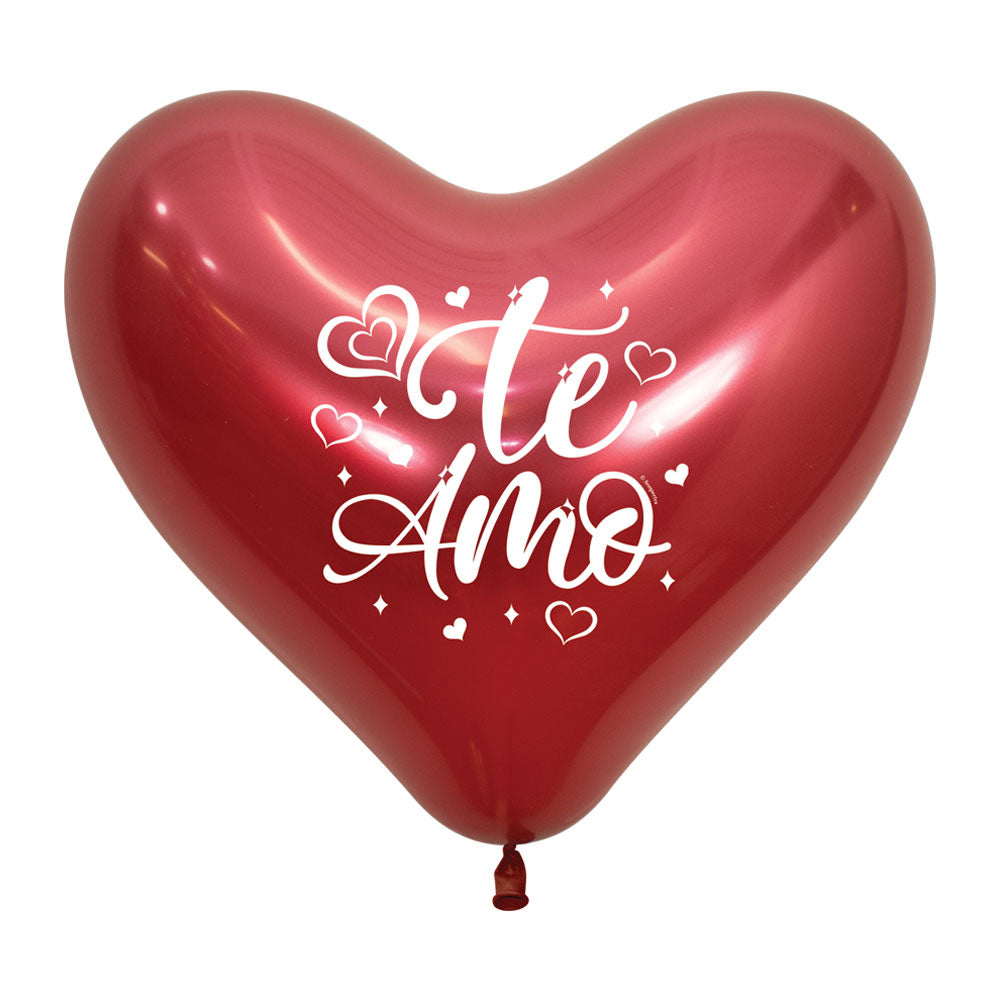 Globo Corazón Impreso 2 Caras Reflex Surtido Te Amo Brillante C14 x50 unidades Sempertex