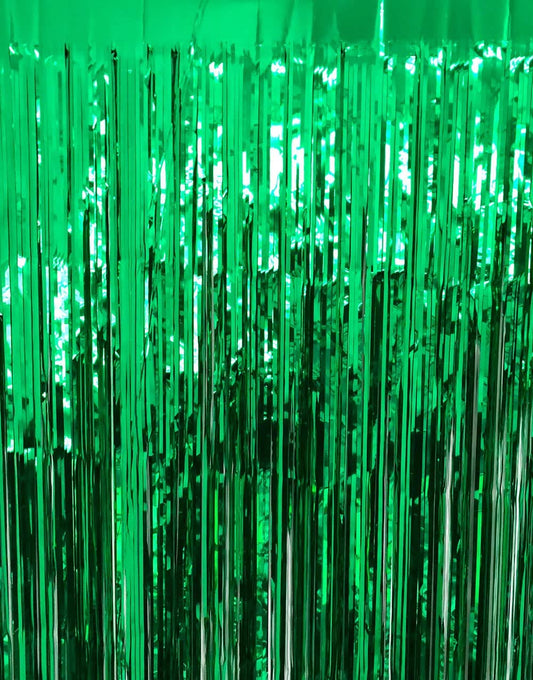 Cortina metalizada verde de 1x1.9 metros